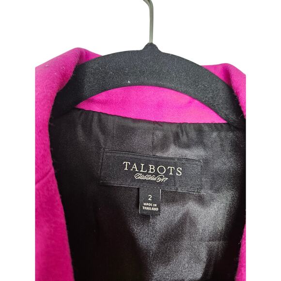 Talbots 2 Magenta Pink Wool Blazer Preppy Career Professional Single Button - Picture 2 of 4